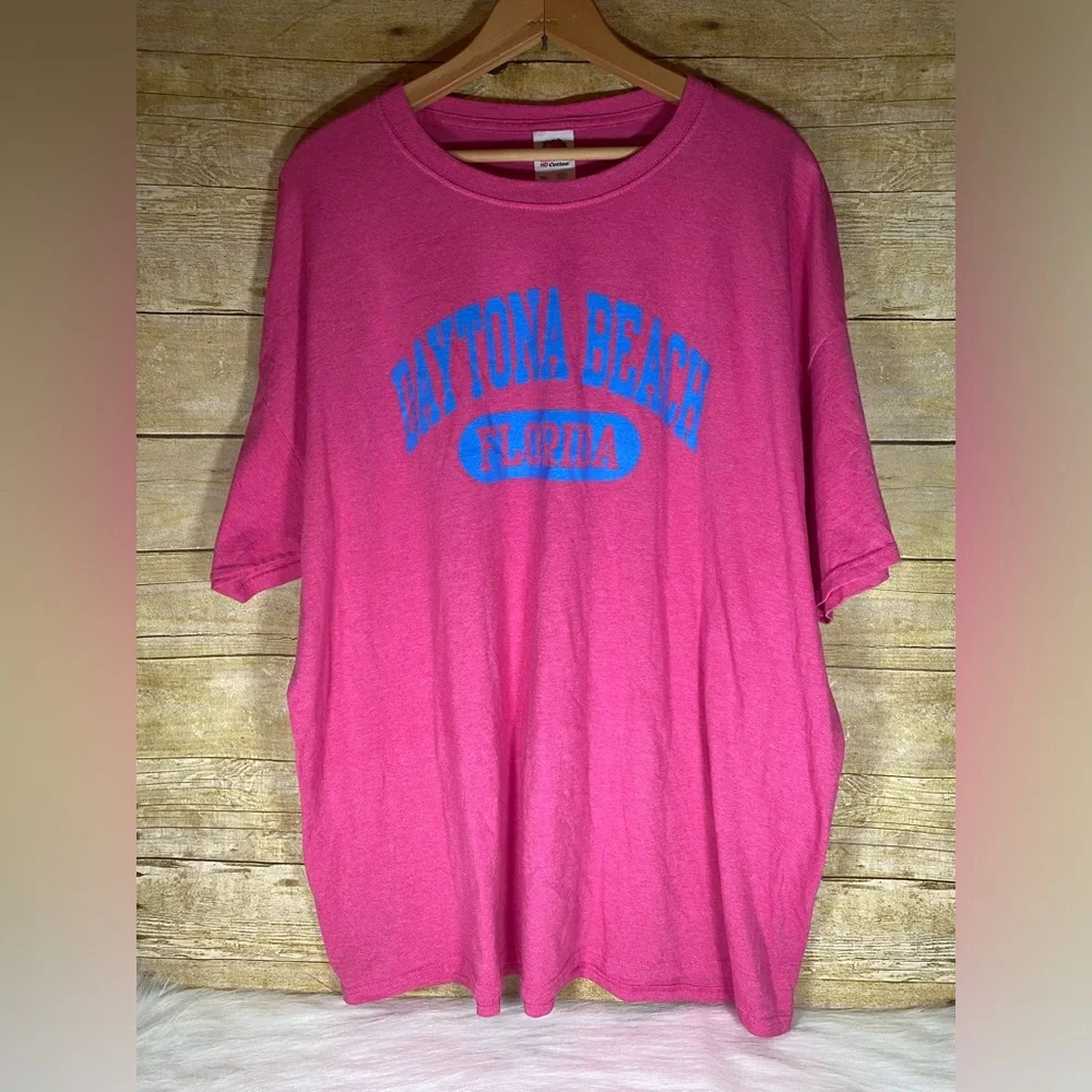 Daytona Beach Florida Pink T Shirt Top Size 2XL Womens Fruit Of The Loom - Picture 1 of 6